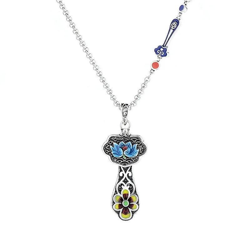 The Lotus of Divine Wish Ruyi Pendant Necklace