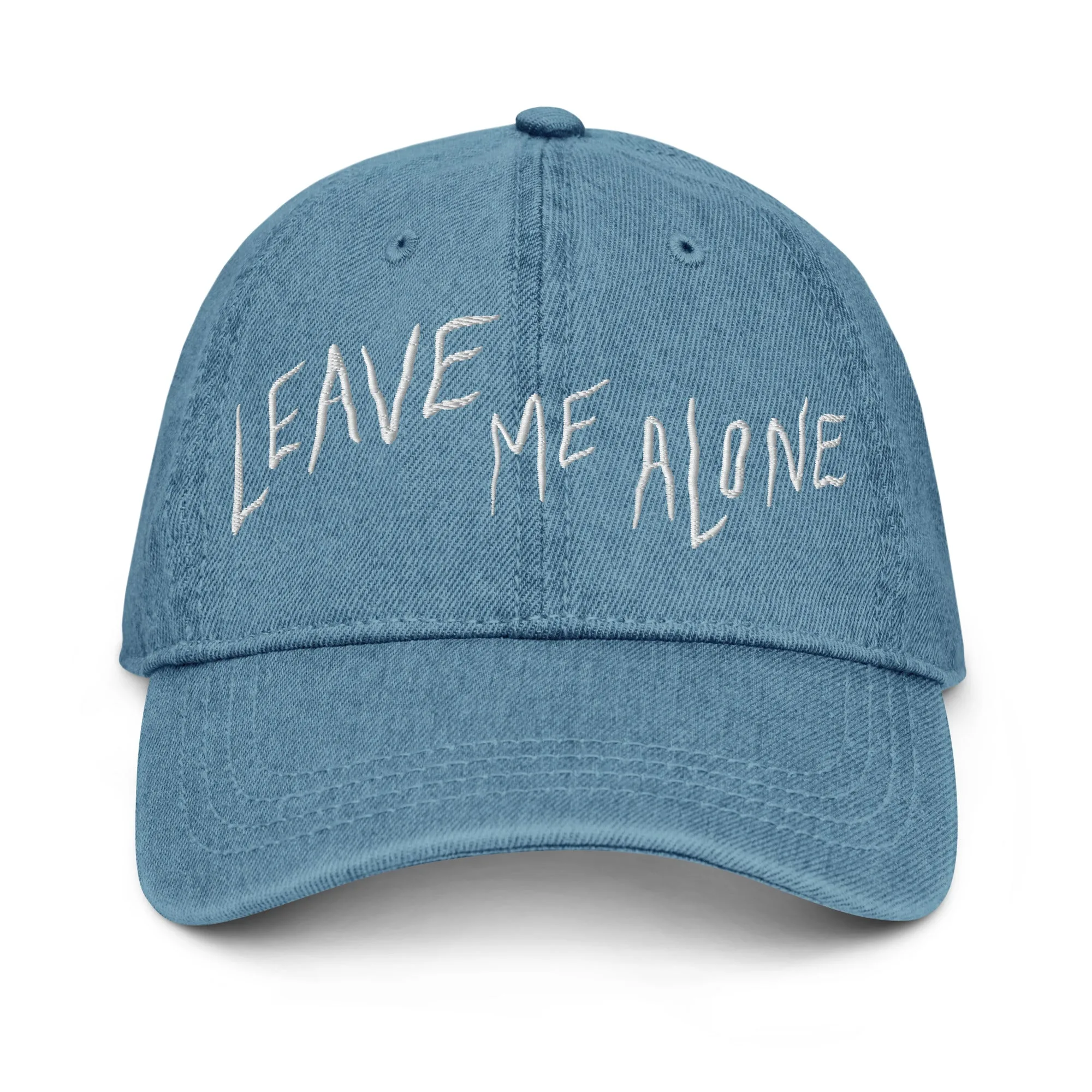 LEAVE ME ALONE - black or blue - embroidered denim hat