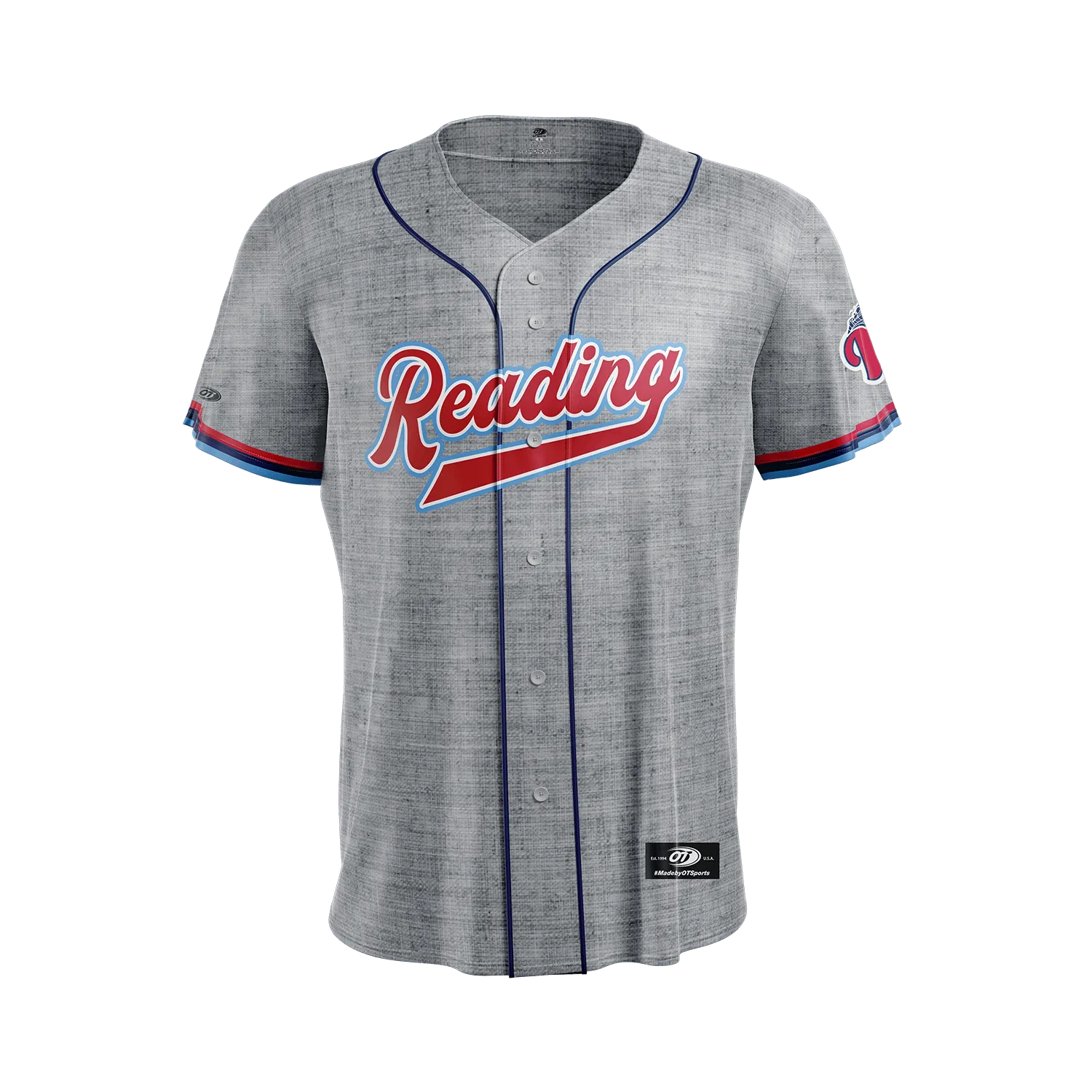 OT Sports Reading Fightin Phils Gray Road Adult Replica Jersey