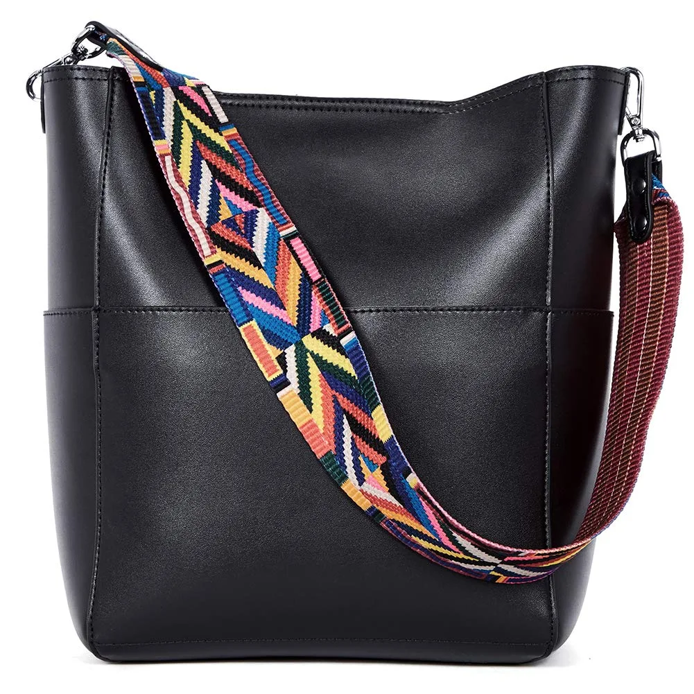 Bolso tipo cubo para mujer de piel vegana | Con 2 correas para el hombro