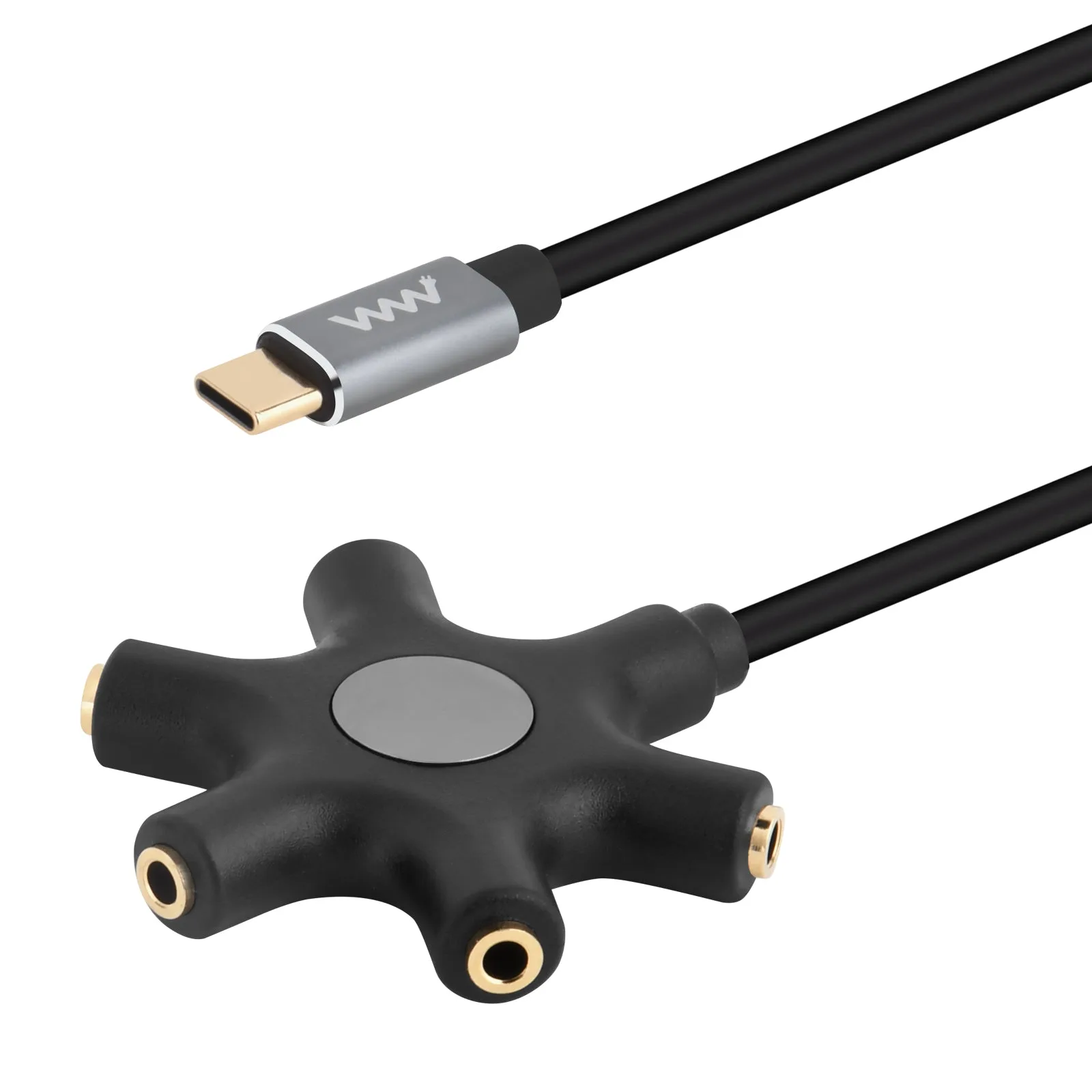 Adaptateur séparateur audio casque USB-C vers 3,5 mm AUX 5 voies