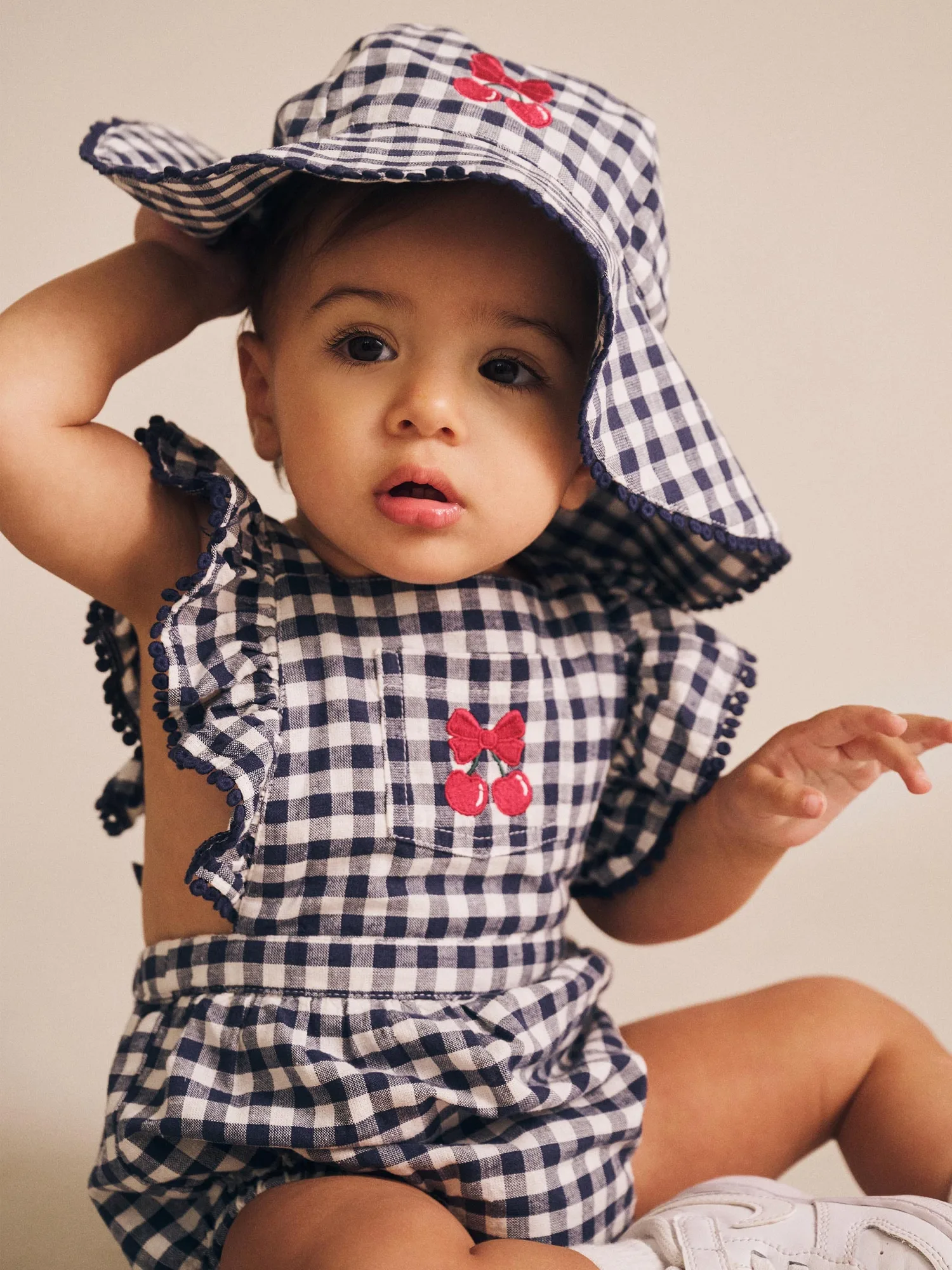 Frilly Playsuit Cherry Pie Check