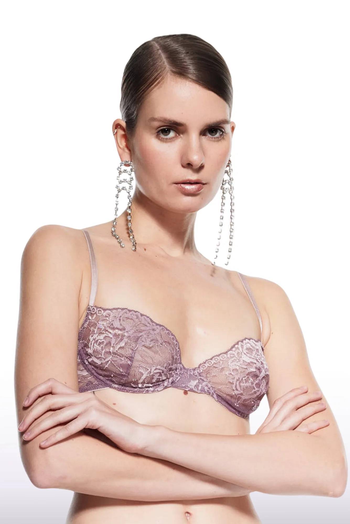 Lilly Luxury French Lace Underwire Bra Lilac