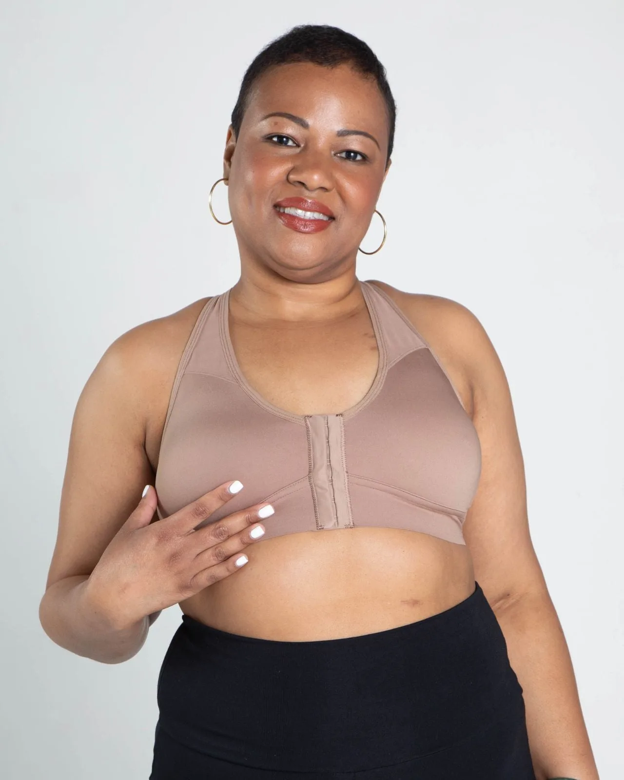 Reggiseno sportivo Bianca con tasche e chiusura frontale