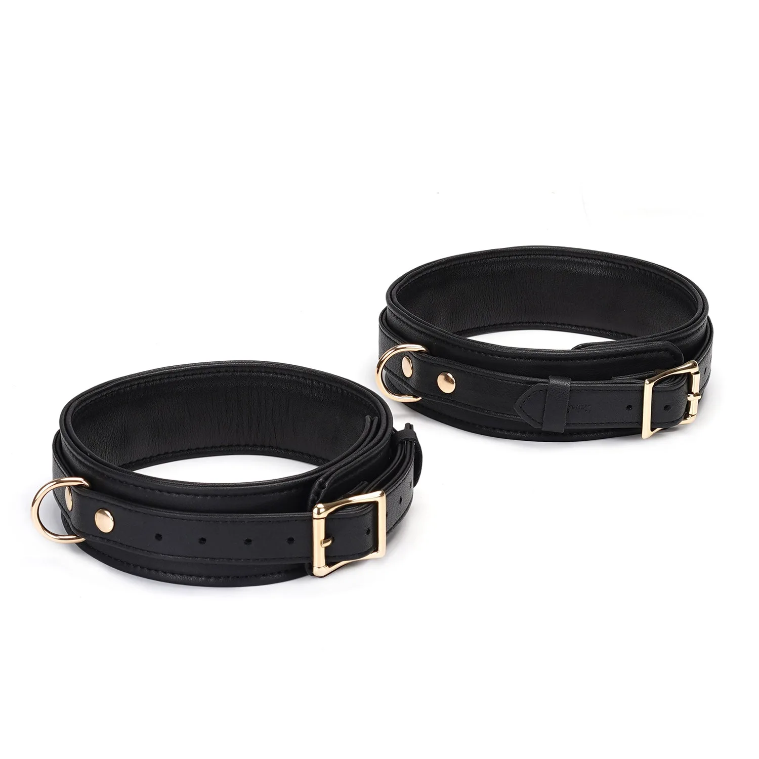 Dark Secret: Leather Thigh Cuffs with Gold Hardware (2 sizes available)