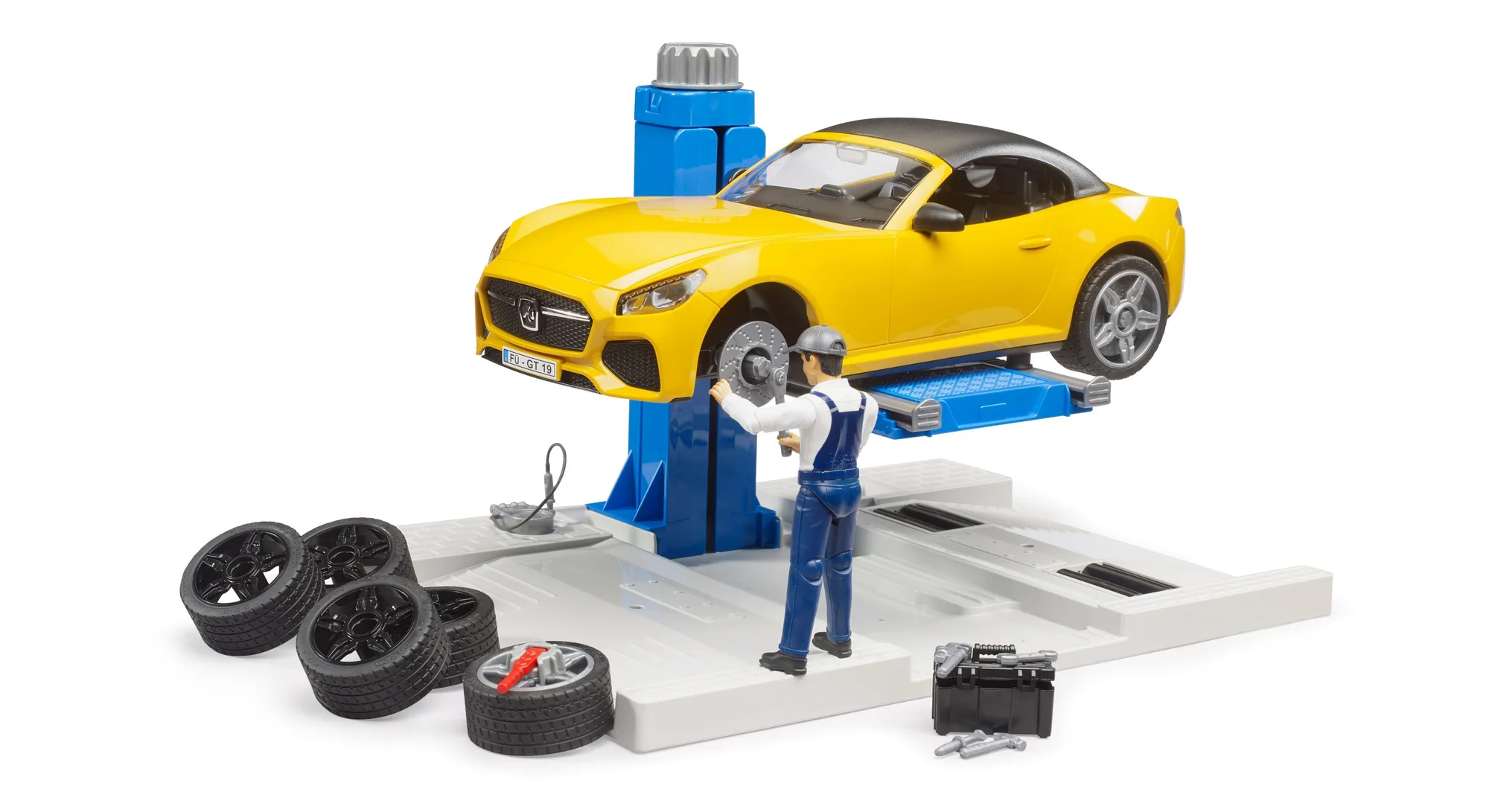 Bruder 62112 *New* bworld Car Service Center with Bruder Roadster 18.10.10