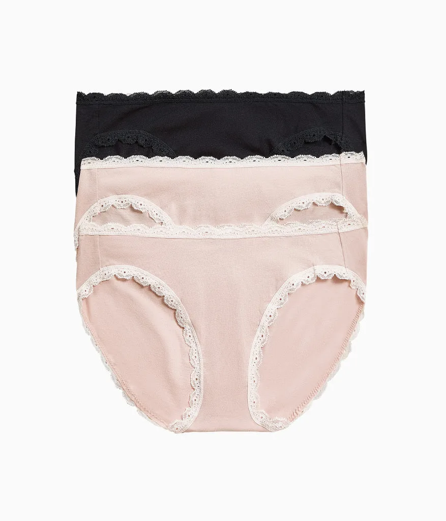 Pack de Cuecas Bikini Inspired Eyelet: Rosa Fumo/Rosa Fumo/Noite
