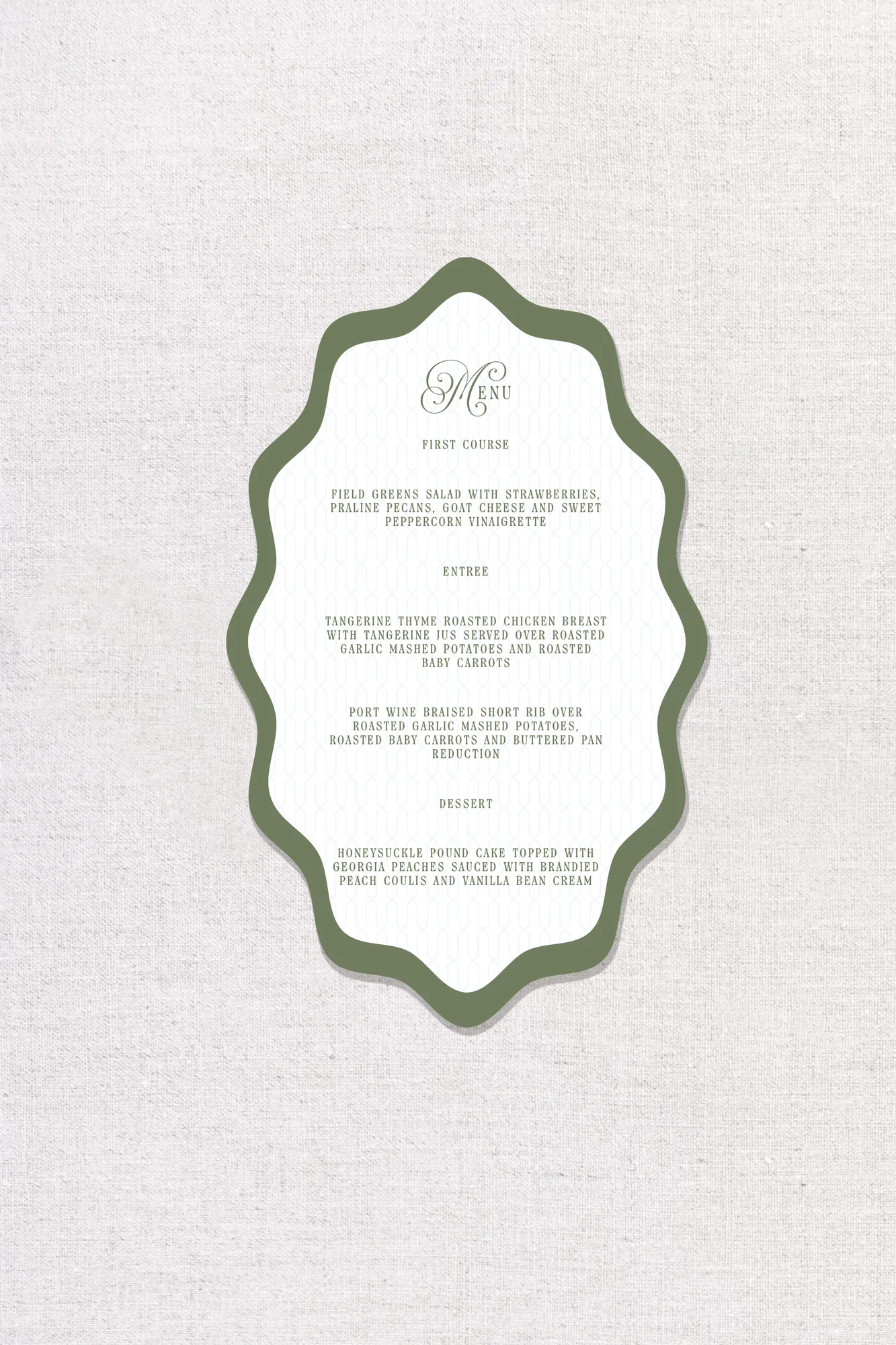 The Eden Wedding Menu Card