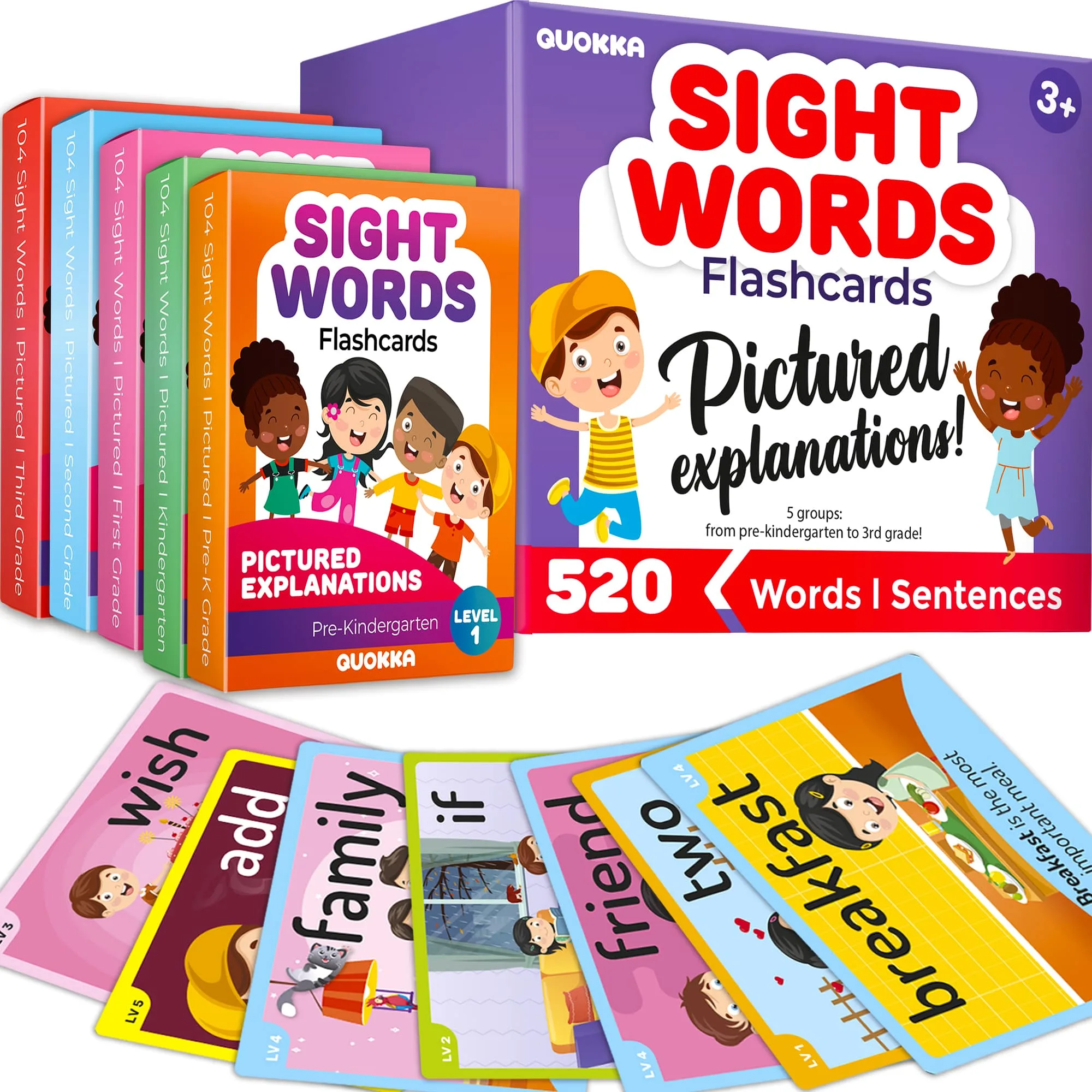 Tarjetas de palabras de vista con frases para niños