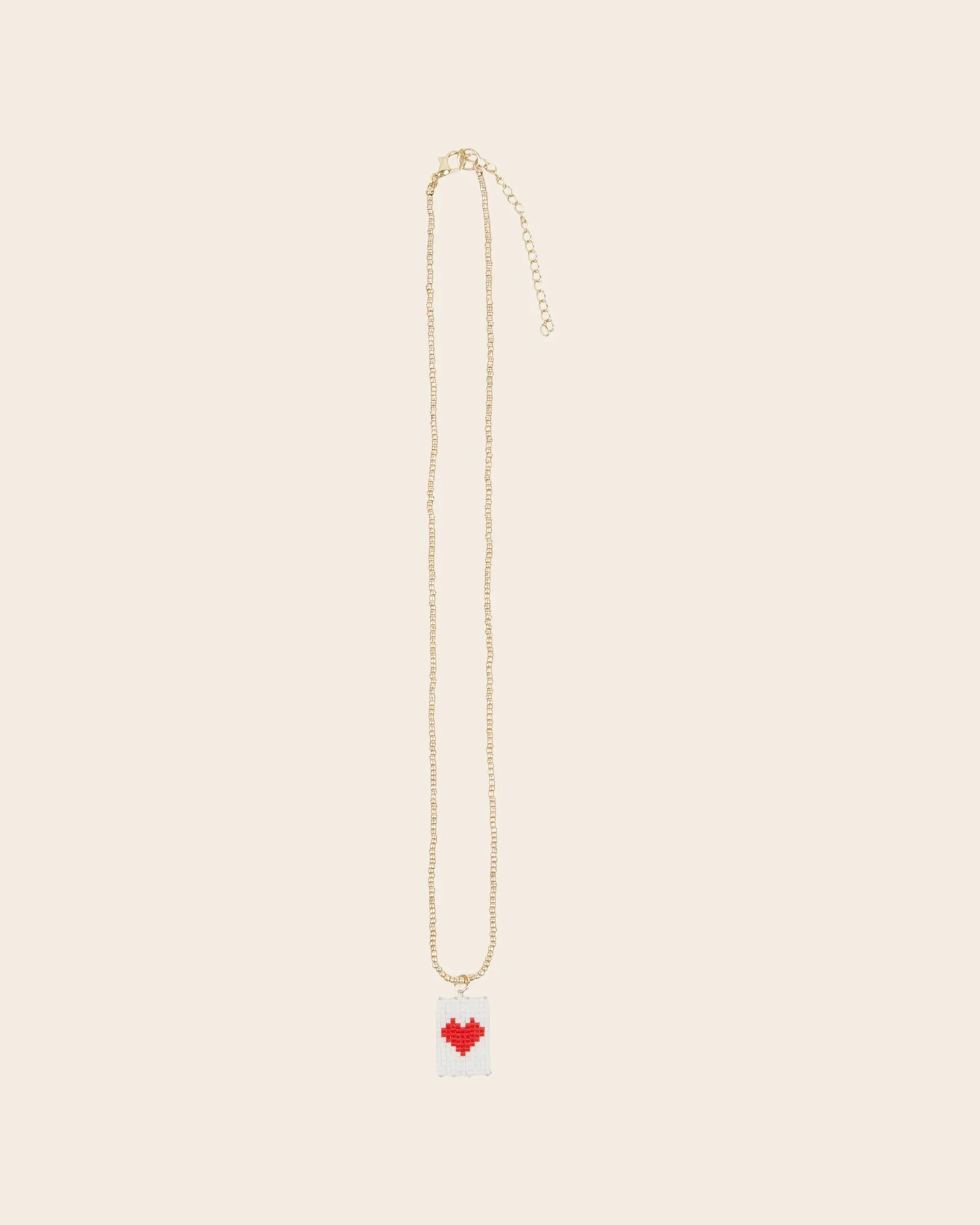 Collier - Perles coeur blanc