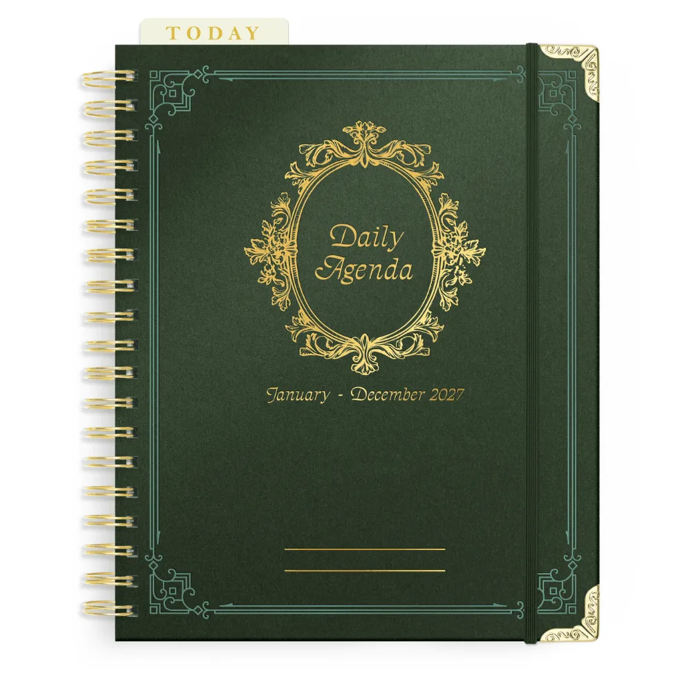 Agenda quotidien vintage 2027 planificateur hebdomadaire 12 mois grand format reliure spirale