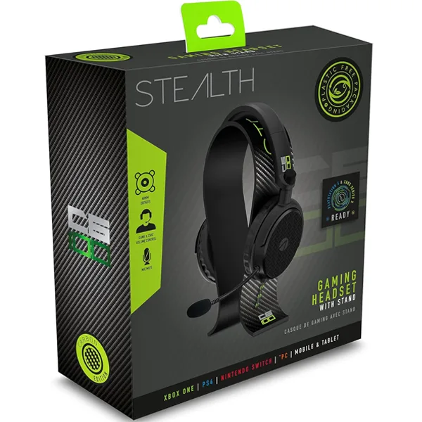 Casque stéréo gaming STEALTH C6-100 avec support - Noir/Vert