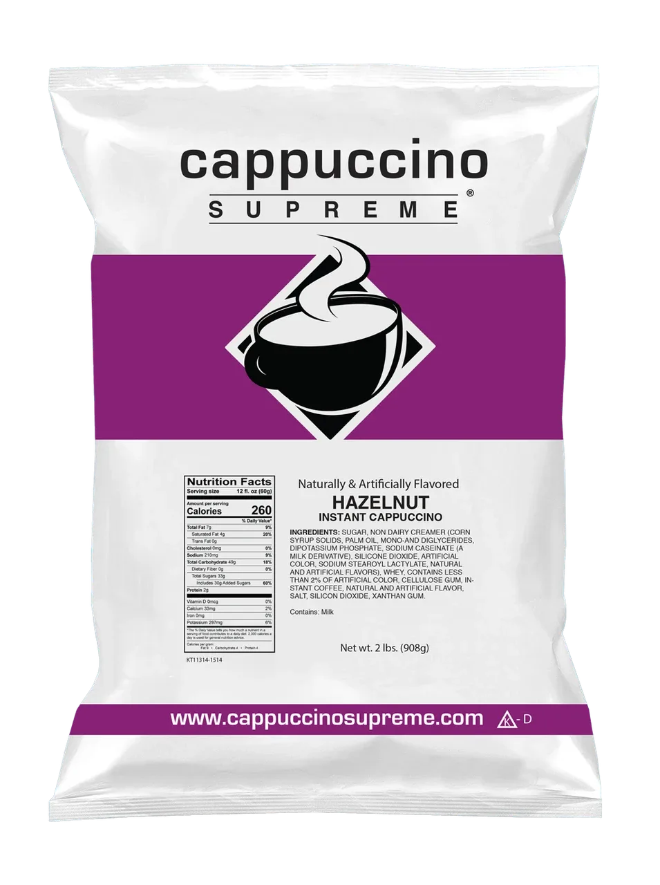 Hazelnut Instant Cappuccino Mix 2 Lb. Bag
