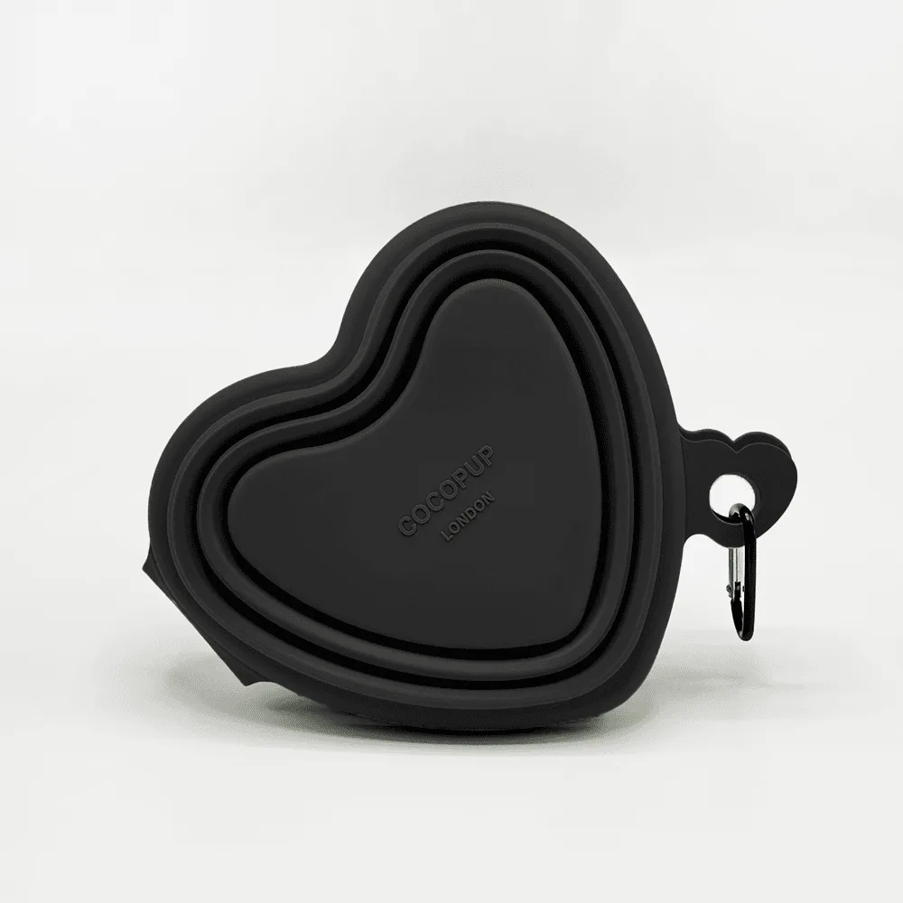 Heart Collapsible Bowl - Black