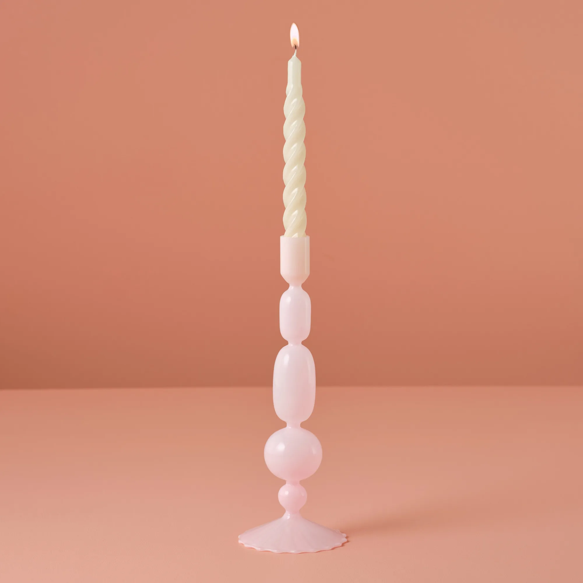 Pink Glass Bubble Dinner Candle Holder- 1 Inner Pack