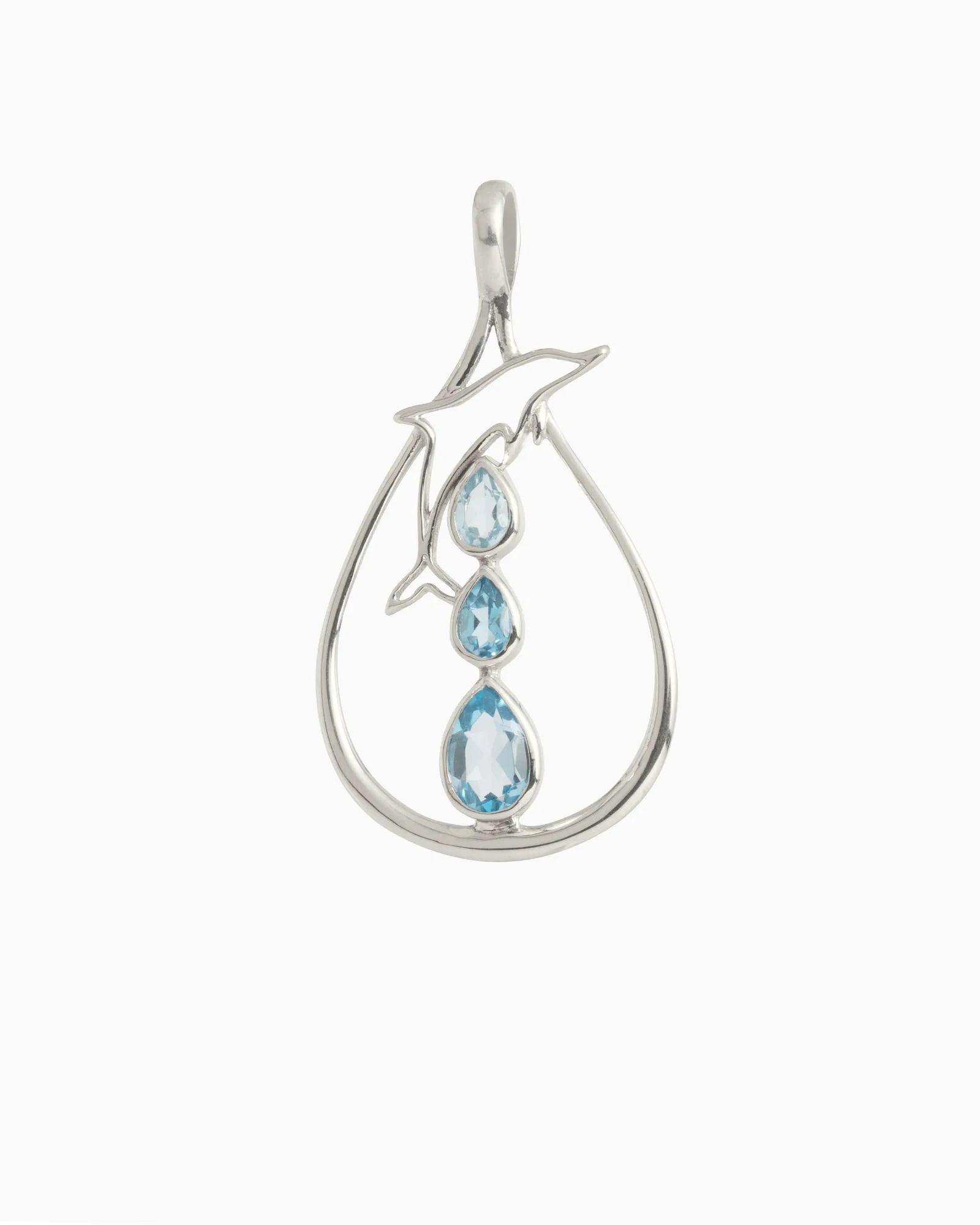 Dansende dolfijn hanger - Hampton Blue Topaz/Sky Blue Topaz