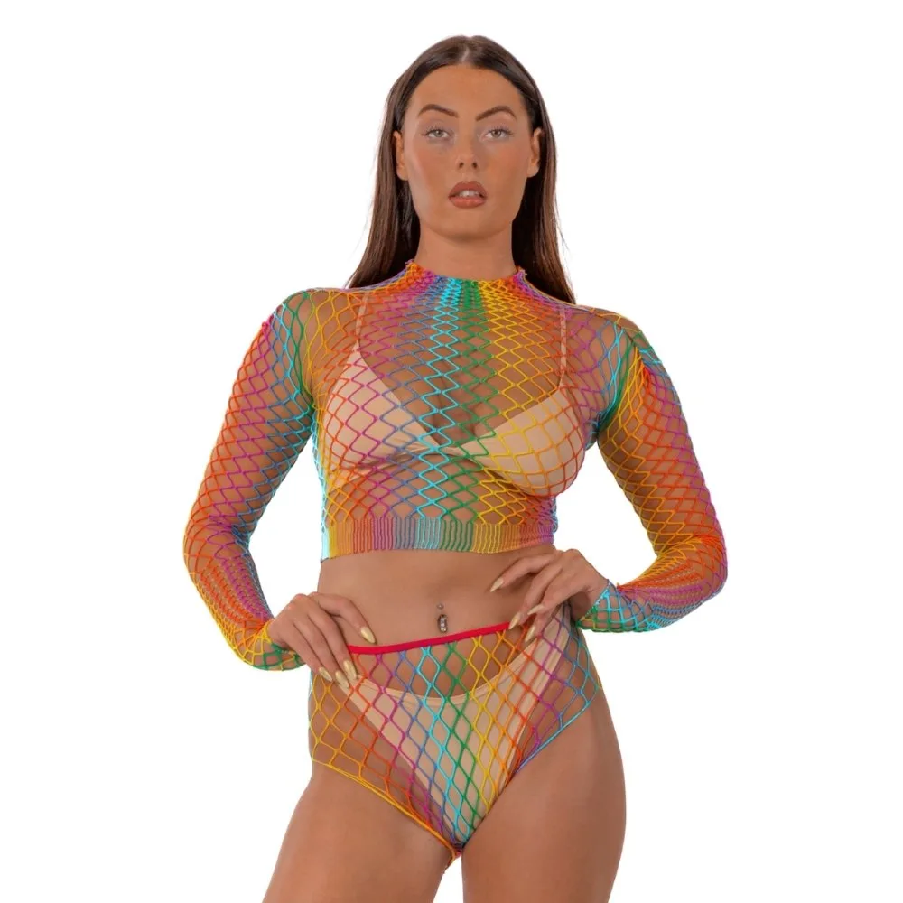 Rainbow Fence Net Crop Top: Styling Your Lingerie Set