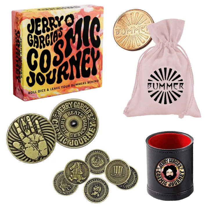 Deluxe Gift Bundle: Jerry Garcia Cosmic Journey Dice Game Contents