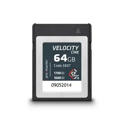 بطاقة ذاكرة ProMaster CFexpress Velocity CINE Type B سعة 64 جيجابايت بسرعة قراءة 1700 ميجابايت/ث وكتابة 1680 ميجابايت/ث