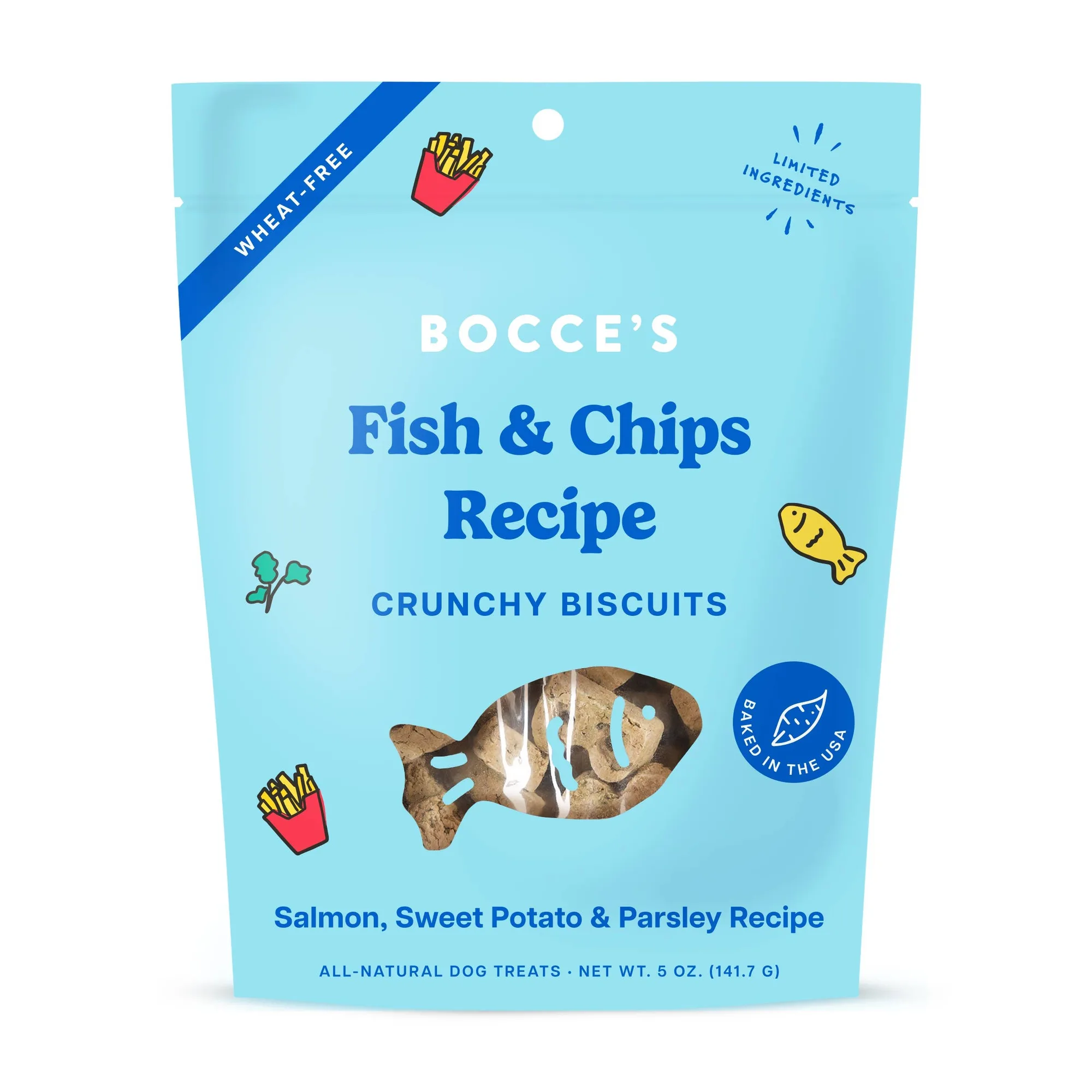 Bocce's Bakery Fish & Chips herbatniki dla psów 5oz