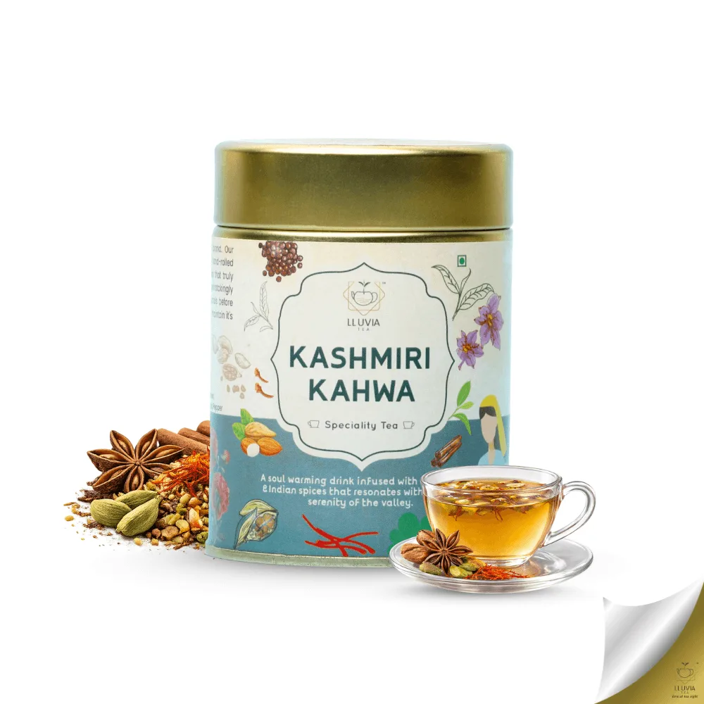 Kashmiri Kahwa Tea - Rico en antioxidantes | Ayuda a relajarse y desestresarse | Refuerza la inmunidad (50g)