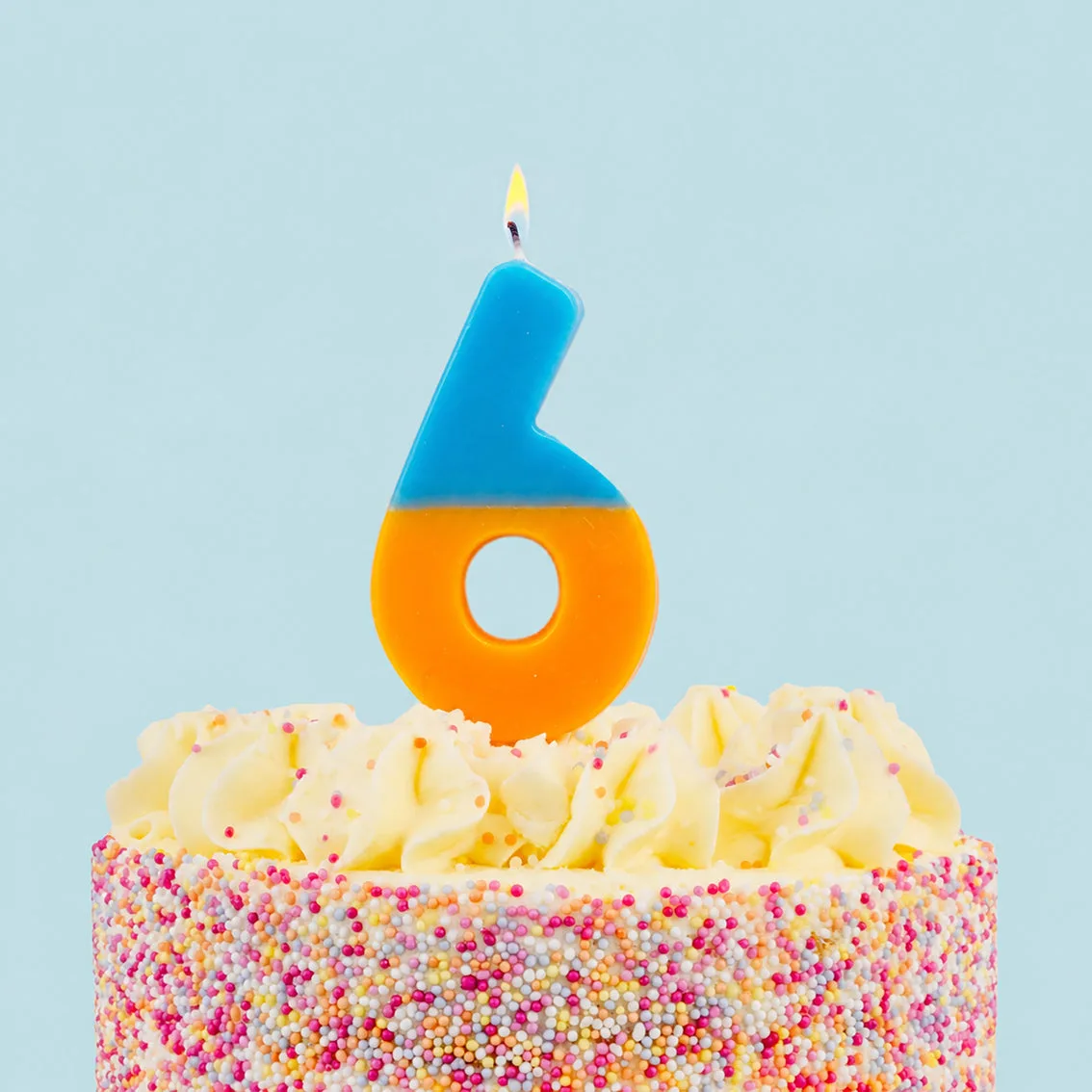 Vela de Número de Aniversário Laranja e Azul Escuro - 6 unidades