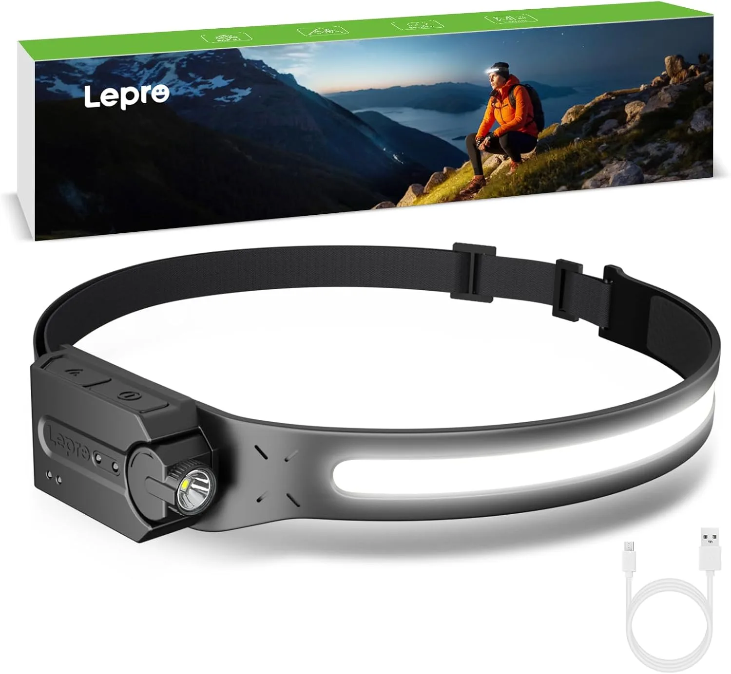 Lepro Rechargeable Headlamp with Red Light: USB-C and Lightweight Design