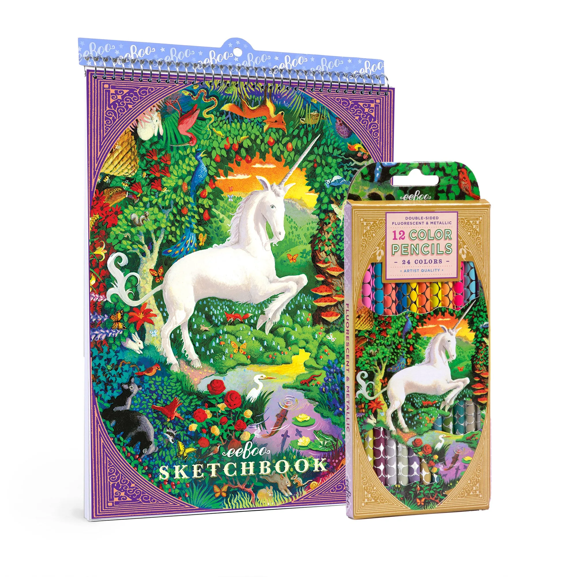 Unicorn Metallic Color Pencils and Sketchbook