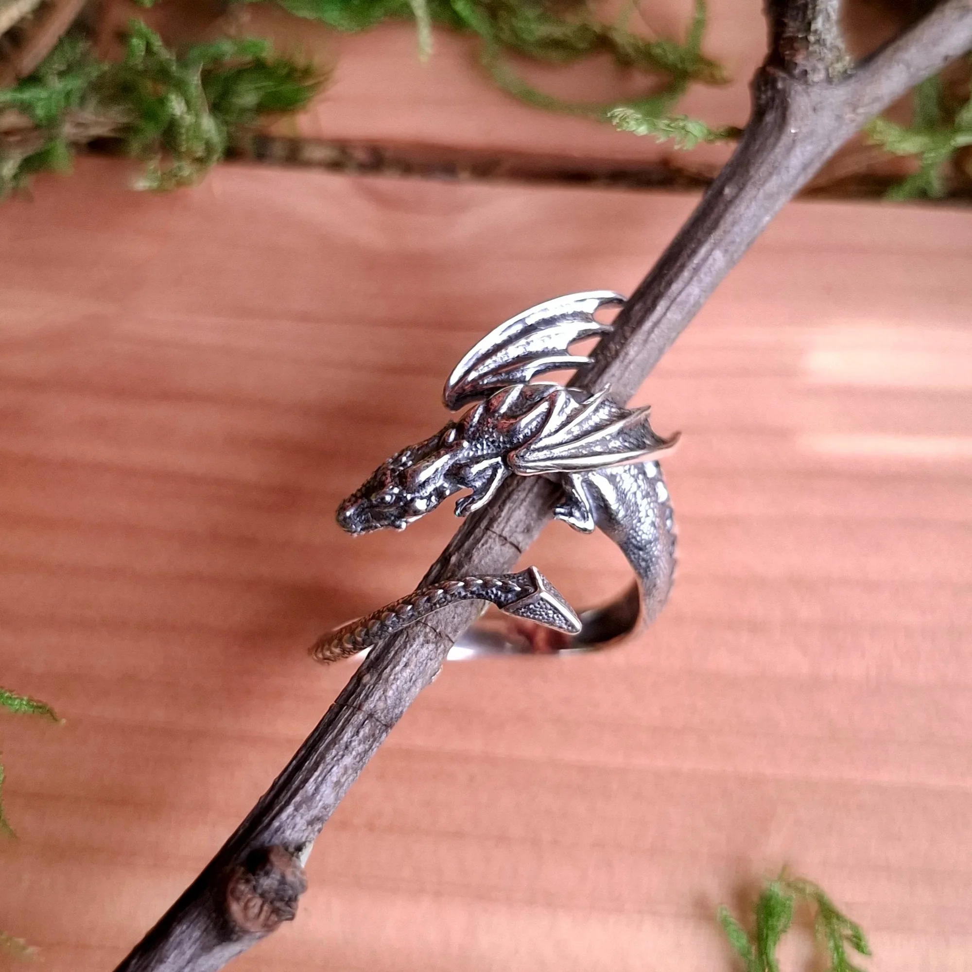 Sterling Silver Adjustable Dragon Ring