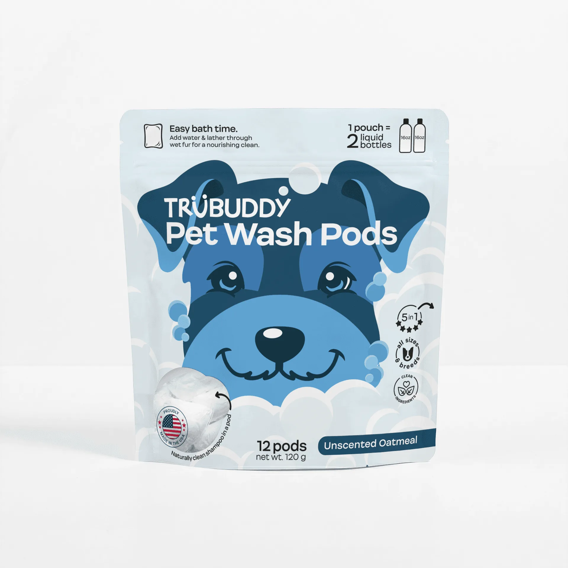TruBuddy بودرة غسل الحيوانات الأليفة غير معطرة - شوفان