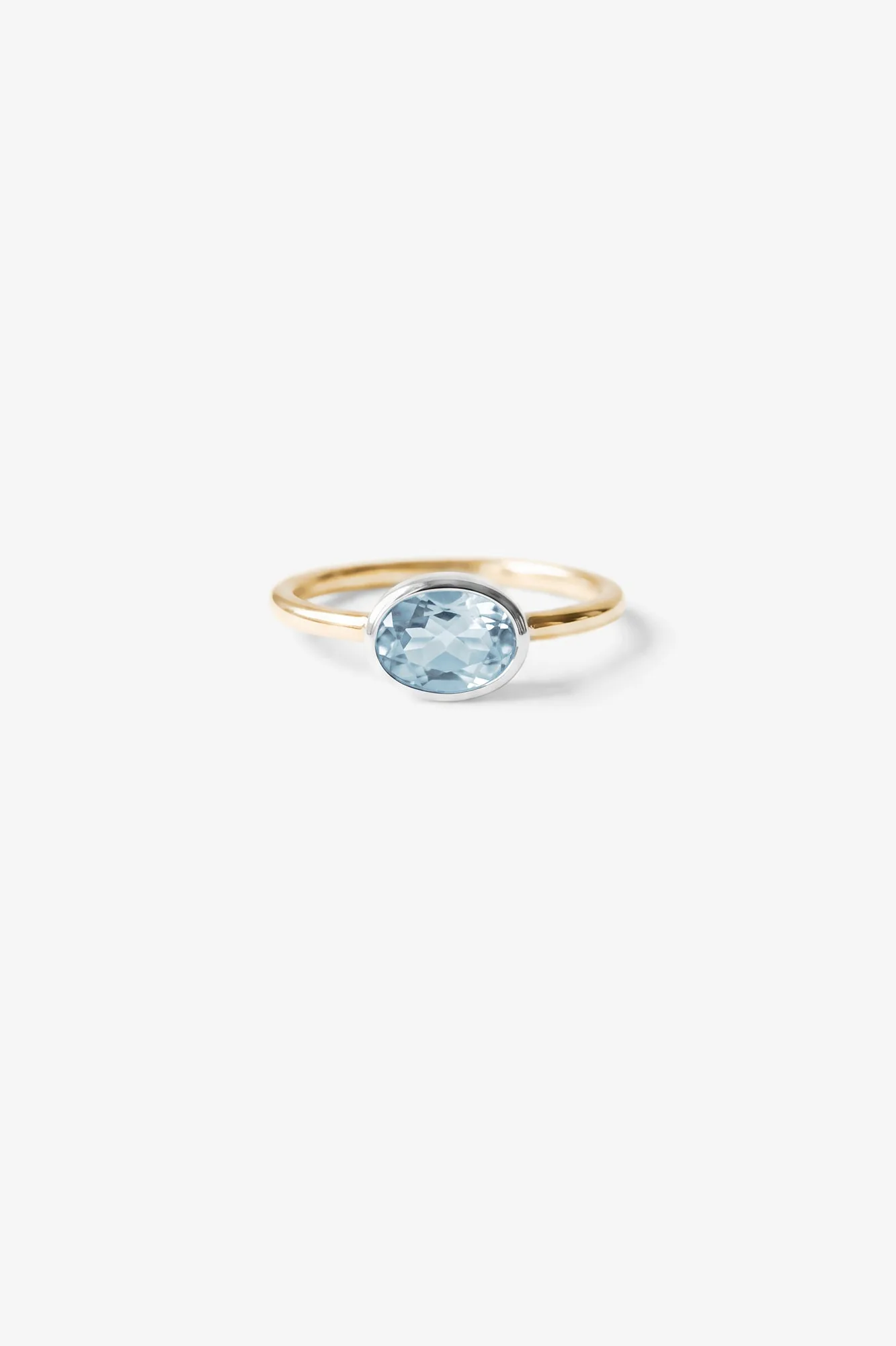 East West Oval Cut 14K Gold Fill Ring - Blue Topaz
