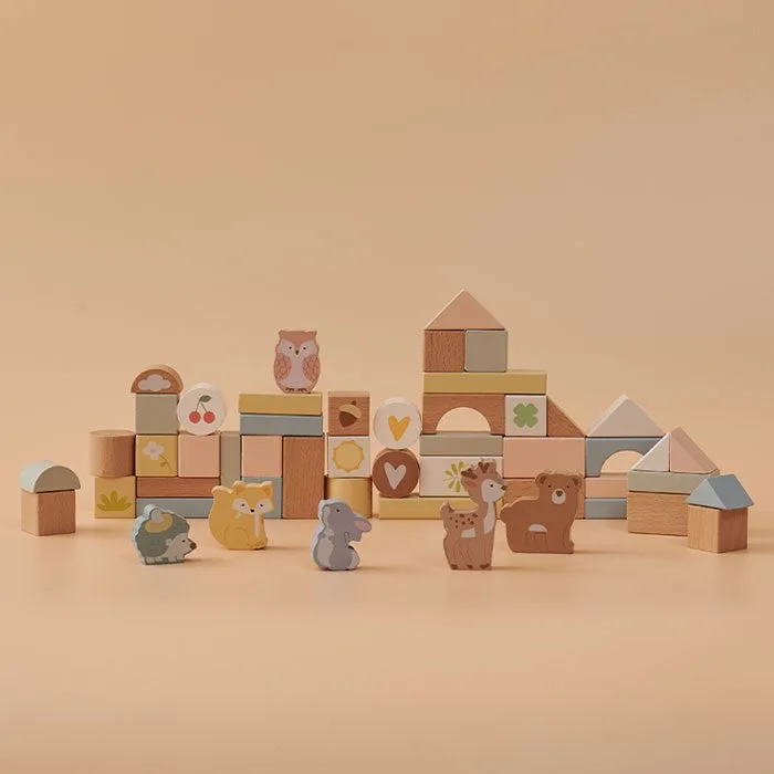 50-Piece Wooden Animal Block Set