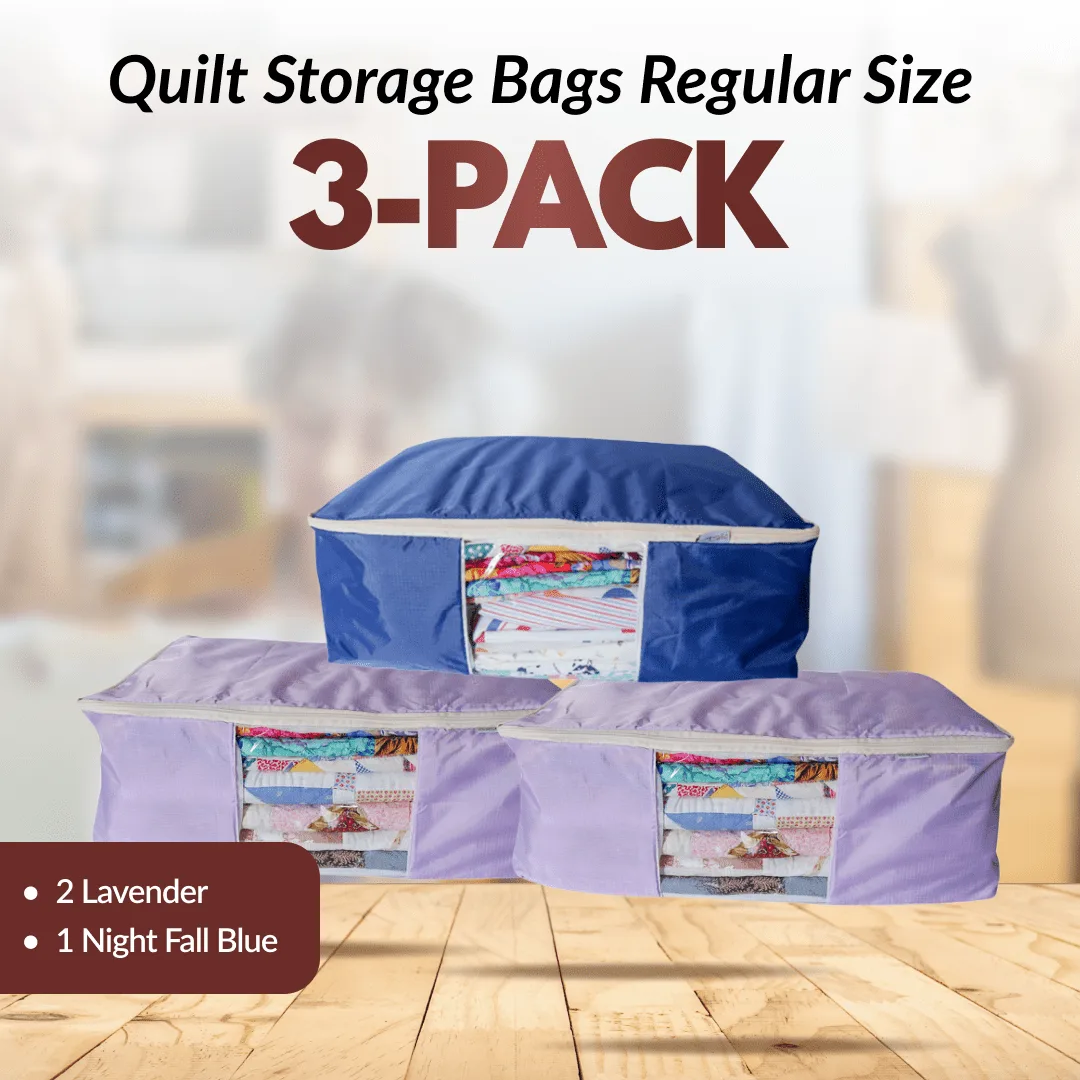 Quilt Storage Bags - 3-Pack - Regular Size - Lavender & Blue