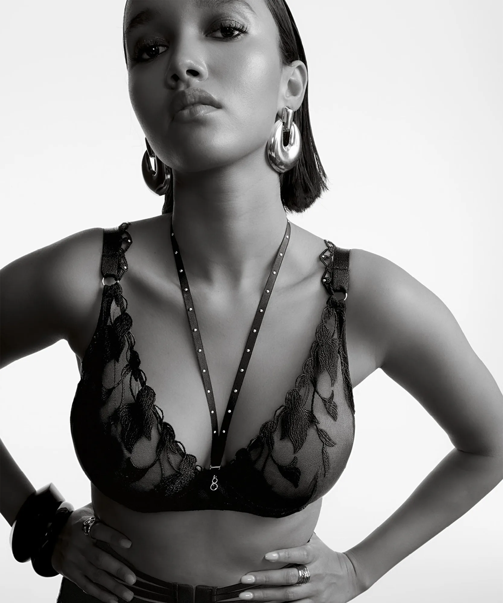 Night at Paradise Underwired triangle bra Obsidian