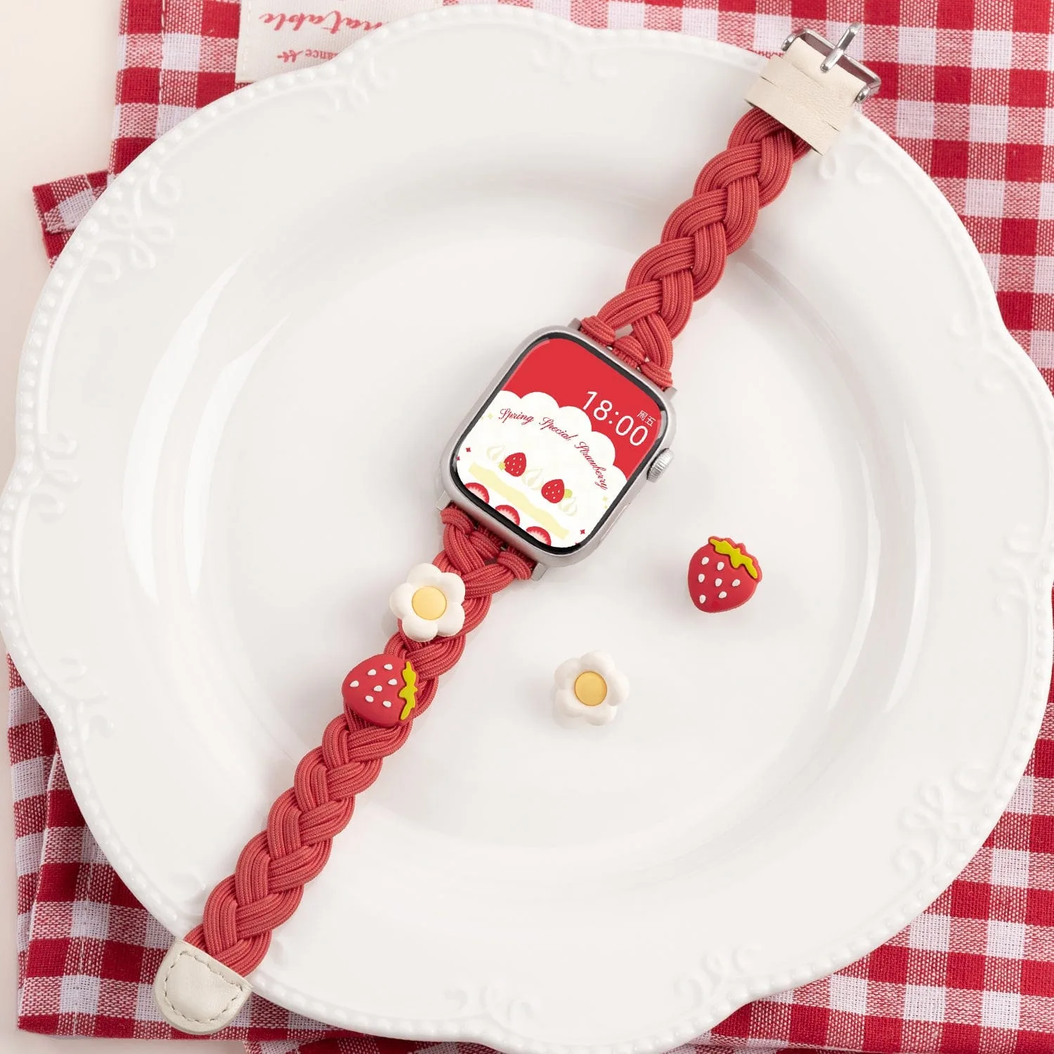 GeekShare Cream Strawberry Scrunchie Apple Watch Band
