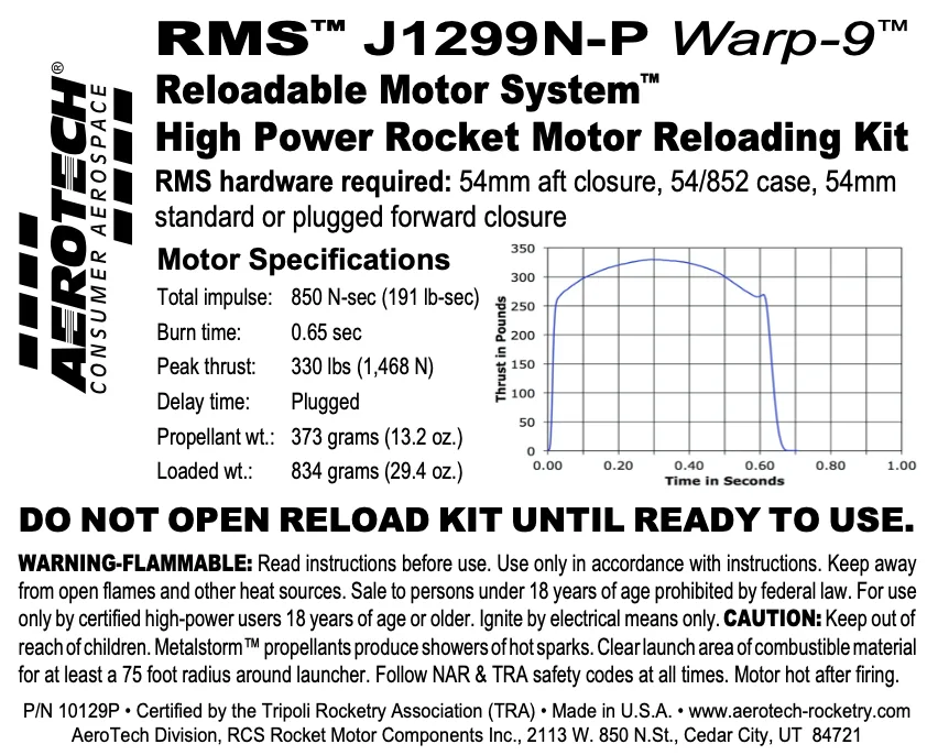 AeroTech J1299N-P Reload Kit: RMS-54 Assembly Guide