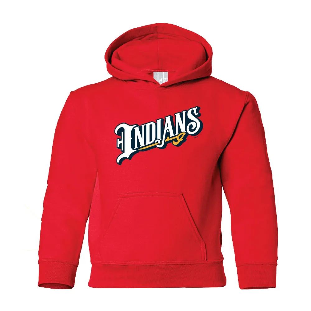 Indianapolis Indians Youth Red Indians Wordmark Hoodie