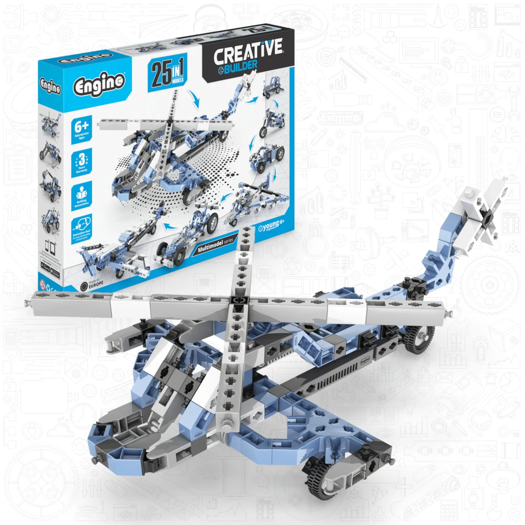 Engino Creative Builder: set multimodelo de 25 - juguetes de ingeniería STEM para niños de 6+ años (25 modelos)