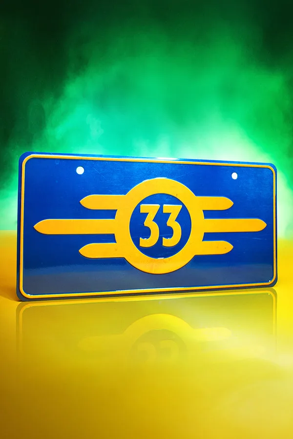 Plaque d'immatriculation en métal Vault 33 de la série Fallout