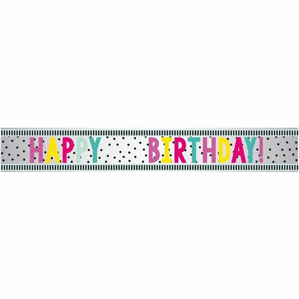 Striscione foil 'Happy Birthday' con età personalizzabile - 1,74 m