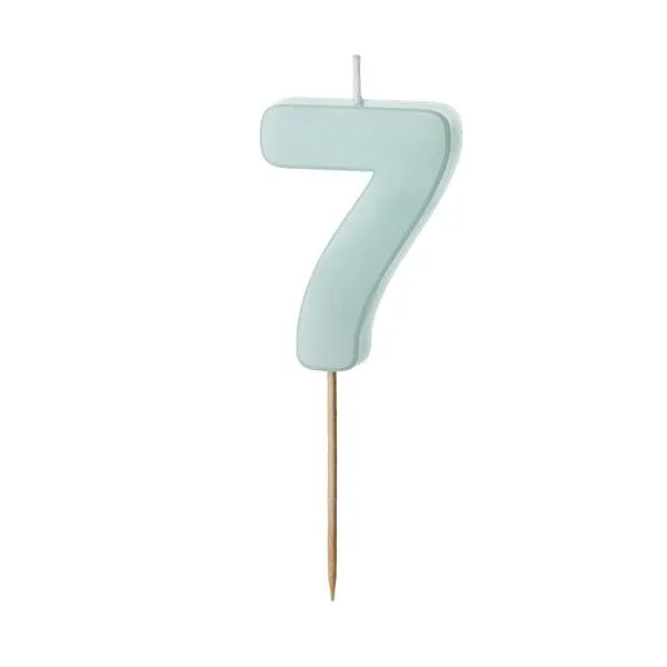 Light Blue Number 7 candle