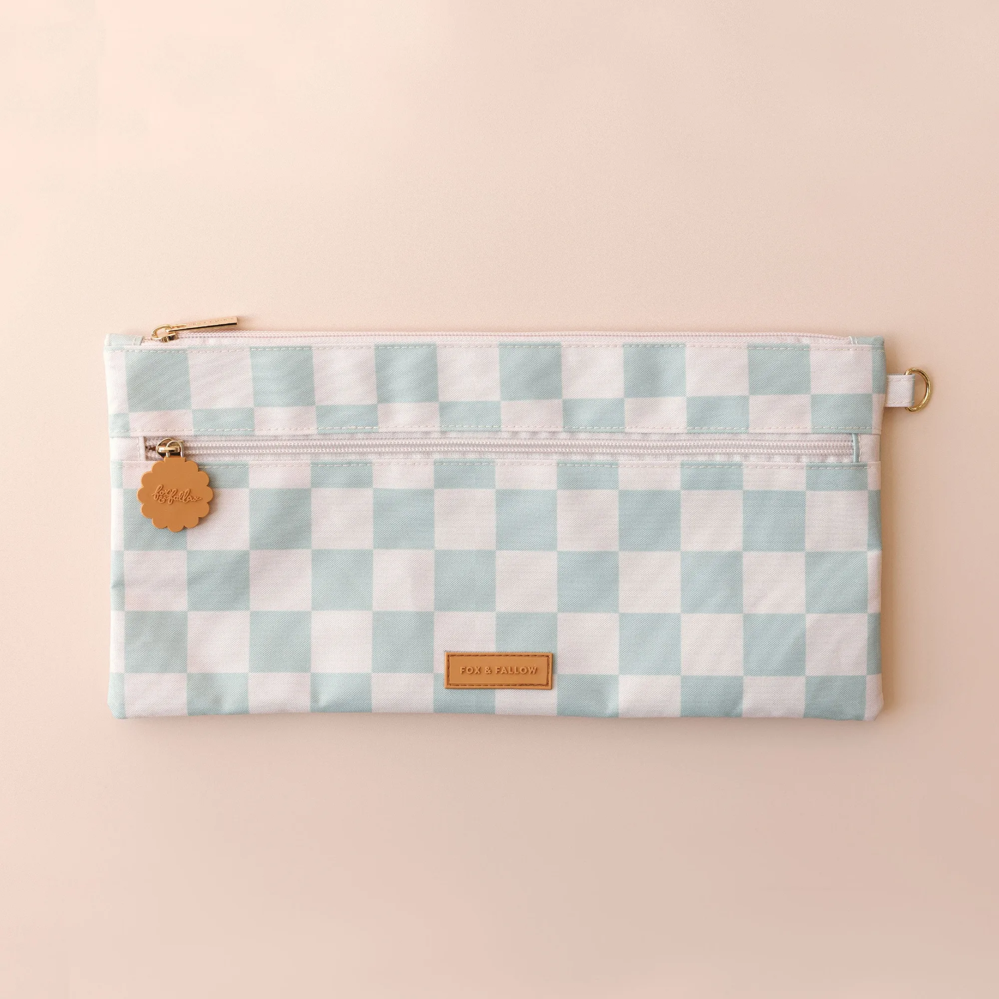 Sage Check Large Pencil Case