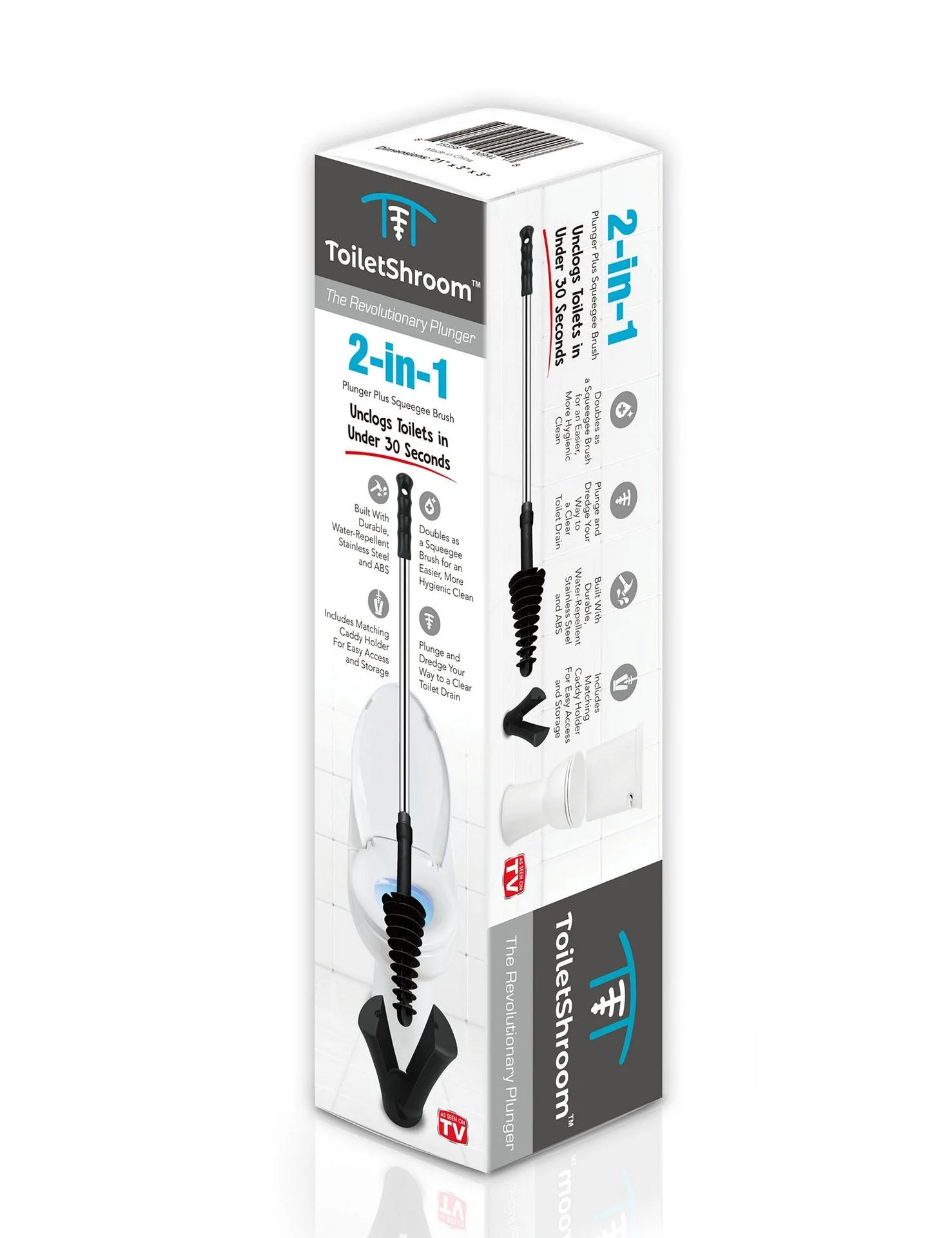 ToiletShroom (Black) Toilet Plunger that Unclogs Toilets in Seconds