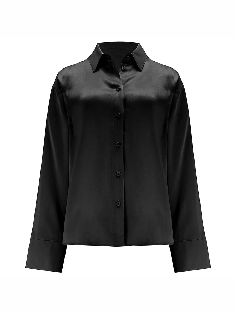 Camisa de seda Fleur Du Jour negra
