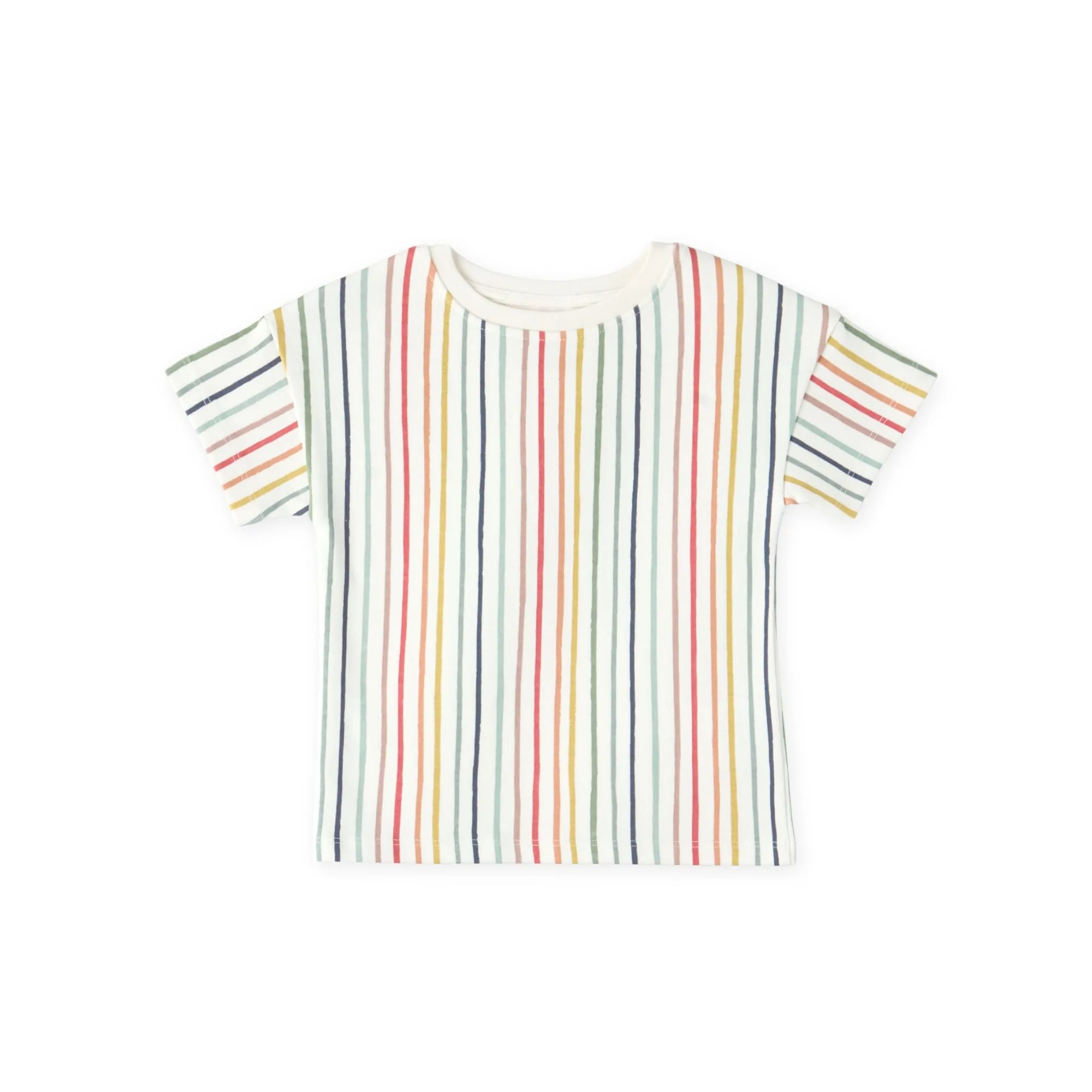 Dropped Shoulder Short Sleeve T-Shirt - Stripes Away Rainbow