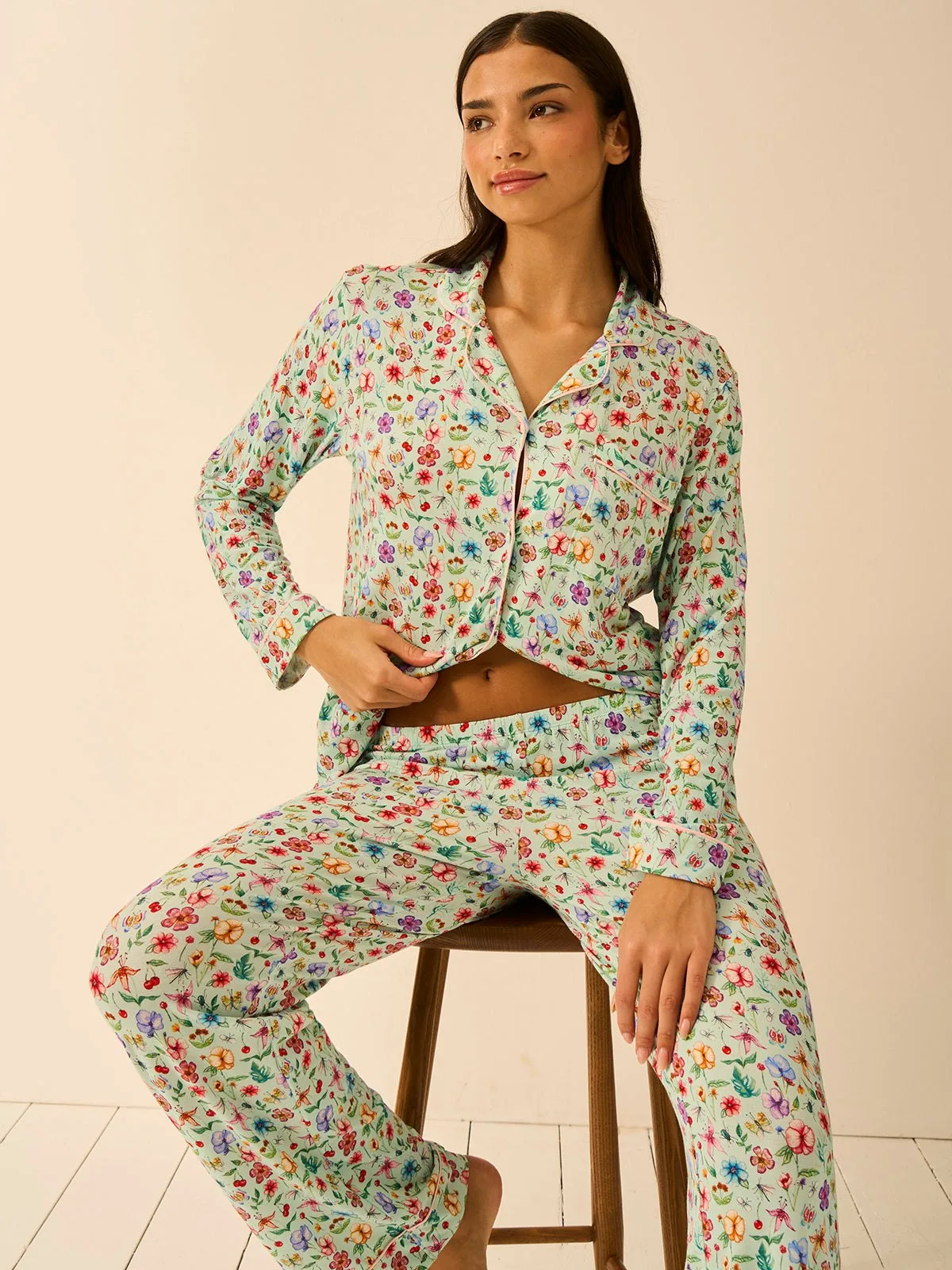 Long Pajama Set - Ethereal Wildflowers