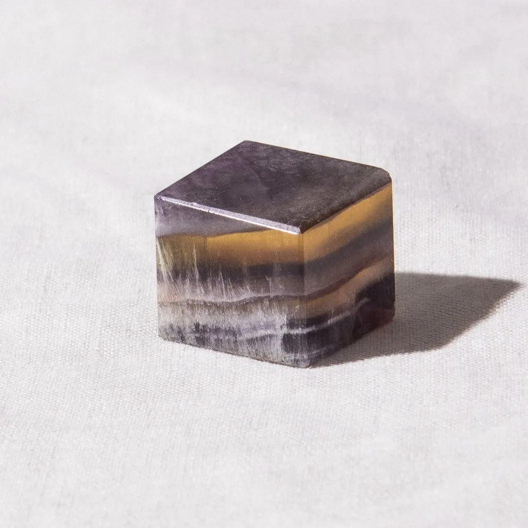 PURPLE RAINBOW FLUORITE CUBE