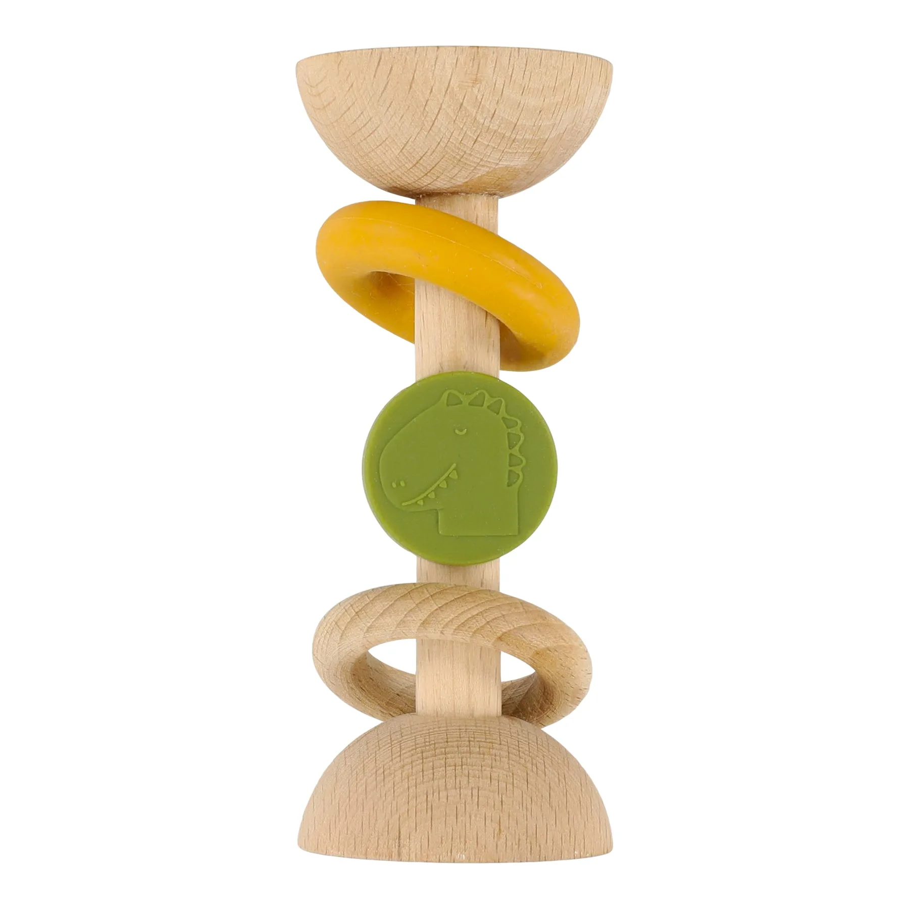 Wooden silicone rattle - Mr. Dino