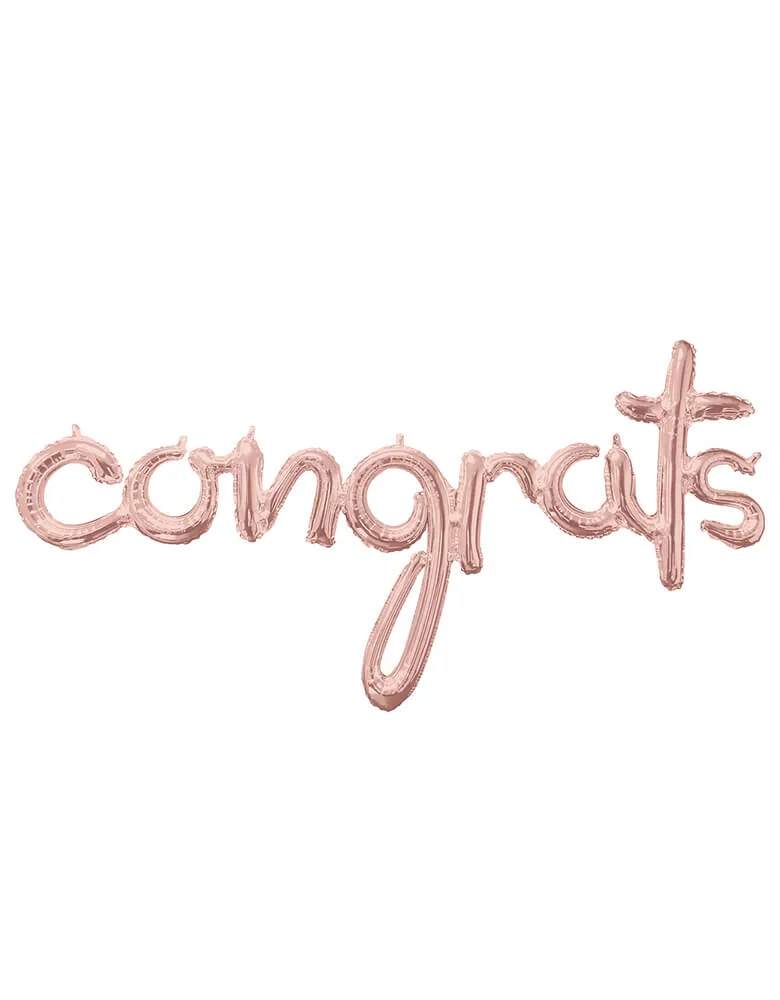 Congrats Rose Gold Script Mylar Balloon Set