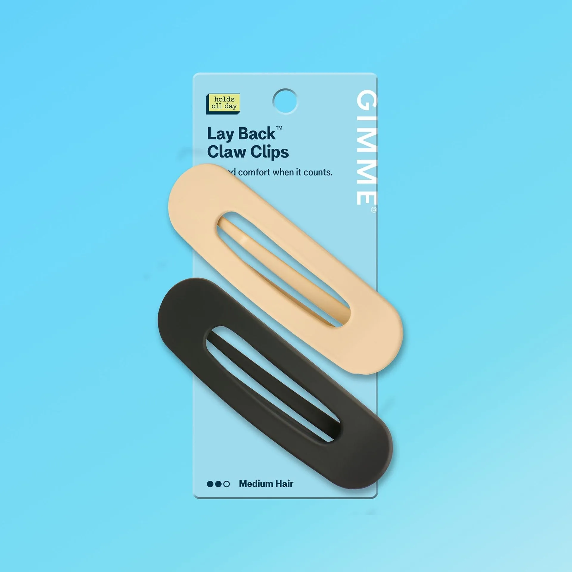 Lay Back Slim Claw Clips For Most Hair Types - Black & Cream